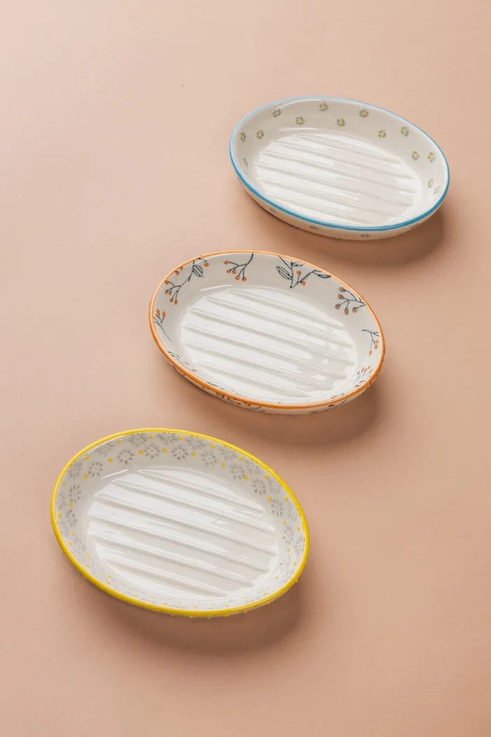 Seifenschale RETRO aus Steinzeug – handgestempelt & Vintage-Design | Tranquillo