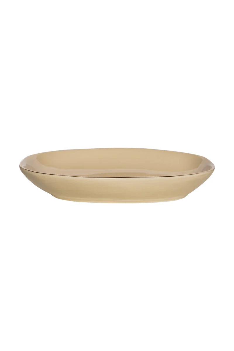 Seifenschale CLASSIC beige mit Goldrand – Steinzeug & nachhaltig | Tranquillo