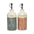 Essig- & Ölflasche MIX'N'MATCH aus Steinzeug – handgestempelt & farbenfroh | Tranquillo