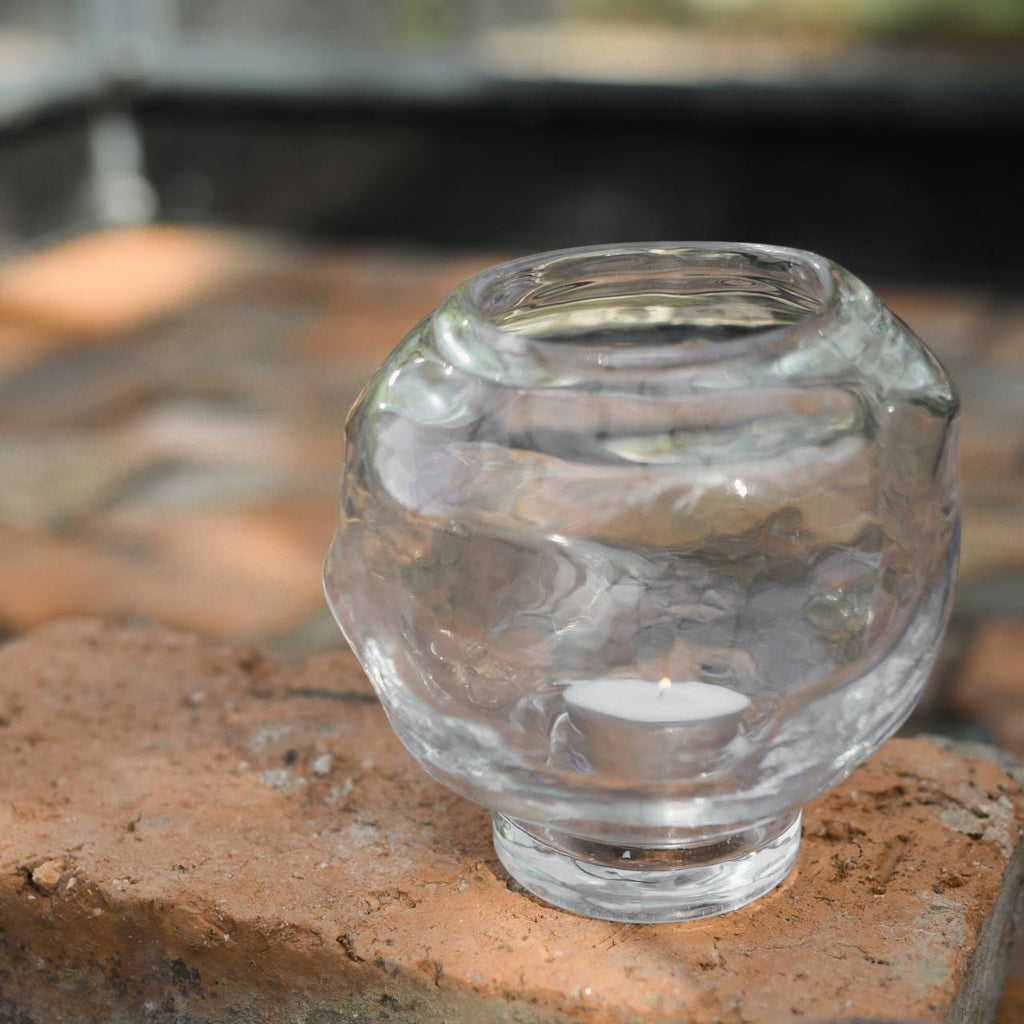 "Bunch" – Mini-Windlicht auf Fuß – Kerzenwindlicht – Transparent – 12 cm